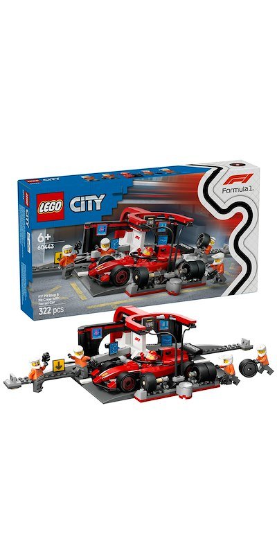 Lego® City Pit Stop e meccanici con monoposto Ferrari F1 (60443)
