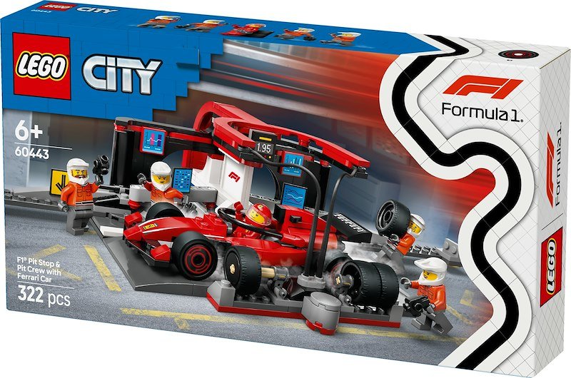 Lego® City Pit Stop e meccanici con monoposto Ferrari F1 (60443)