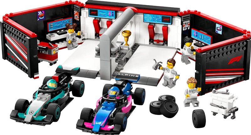 Lego City Garage con monoposto Mercedes-AMG e Alpine F1 60444