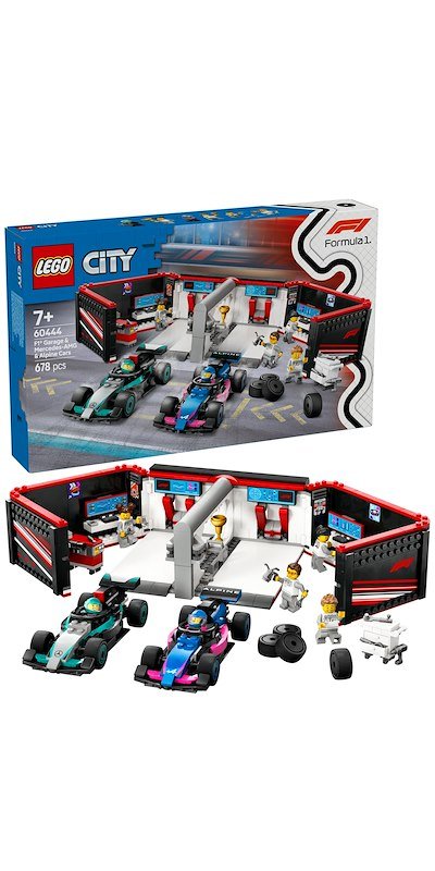 Lego City Garage con monoposto Mercedes-AMG e Alpine F1 60444