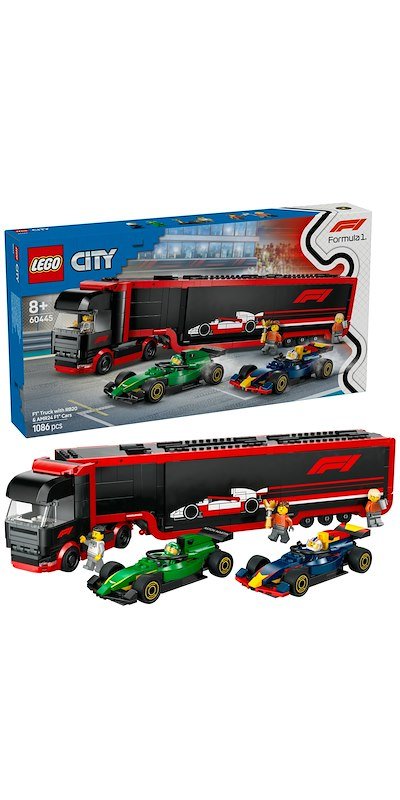 Lego City Autotrasportatore F1 con monoposto RB20 e AMR24 F1 60445