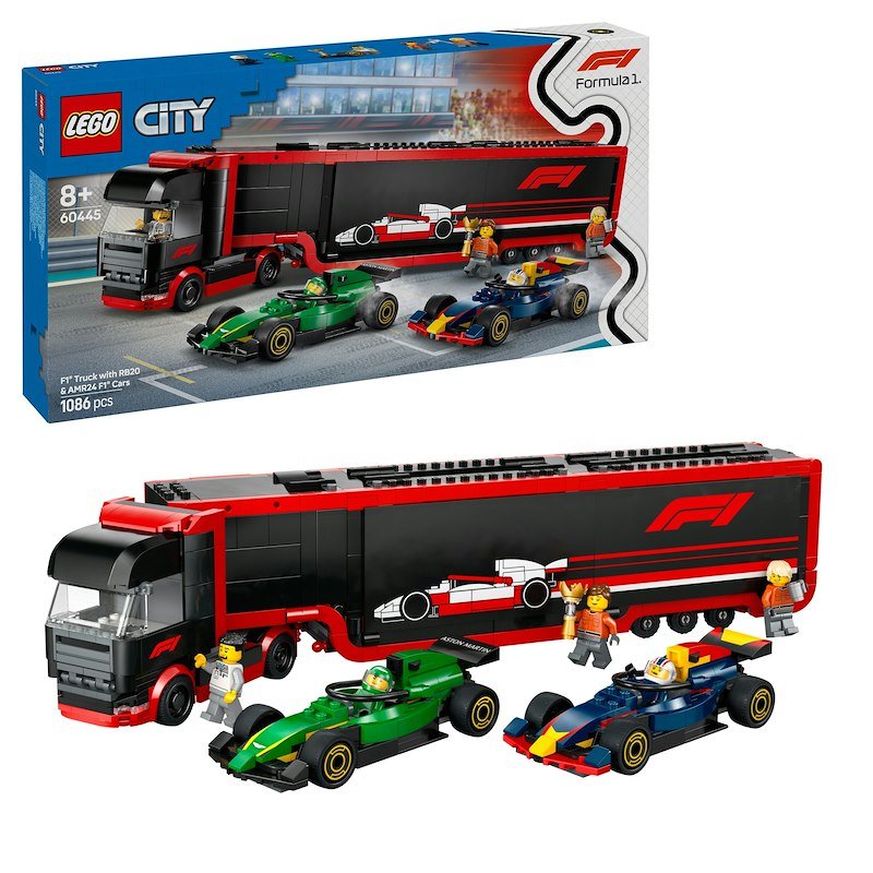 Lego City Autotrasportatore F1 con monoposto RB20 e AMR24 F1 60445