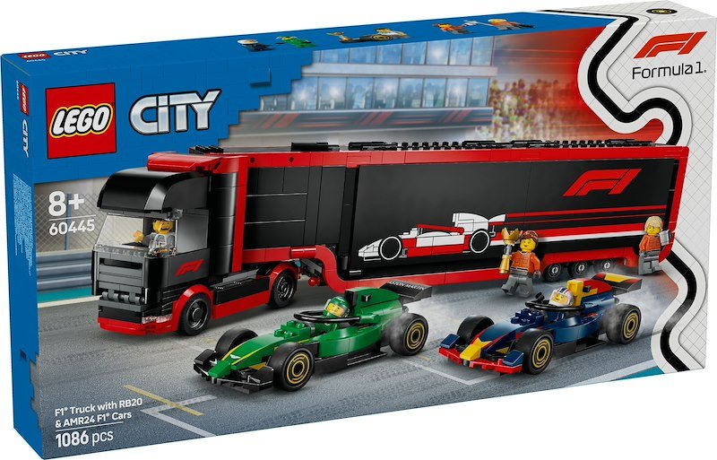 Lego City Autotrasportatore F1 con monoposto RB20 e AMR24 F1 60445