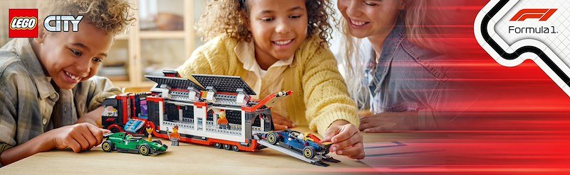 Lego City Autotrasportatore F1 con monoposto RB20 e AMR24 F1 60445