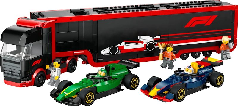 Lego City Autotrasportatore F1 con monoposto RB20 e AMR24 F1 60445