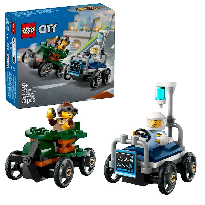 Lego® City Pack veicoli da corsa: aereo contro letto d’ospedale 60459