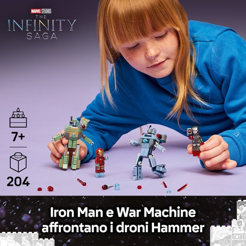 Lego Iron Man e War Machine contro i droni di Hammer 76320