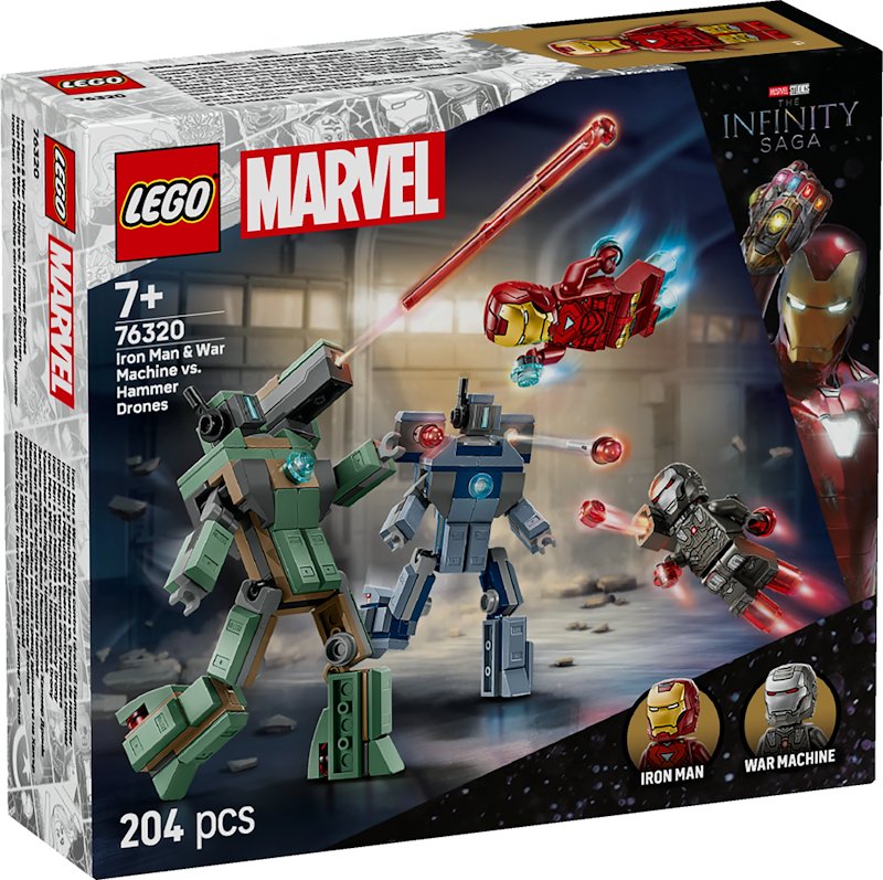 Lego Iron Man e War Machine contro i droni di Hammer 76320