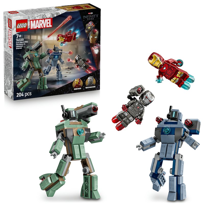 Lego Iron Man e War Machine contro i droni di Hammer 76320