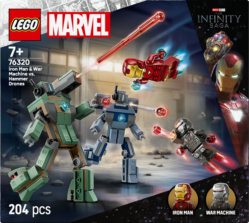 Lego Iron Man e War Machine contro i droni di Hammer 76320