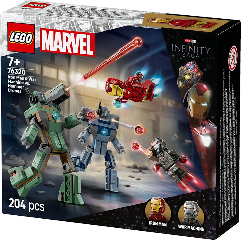 Lego Iron Man e War Machine contro i droni di Hammer 76320