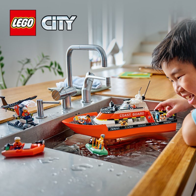 Lego® Motoscafo di soccorso ed elicottero della Guardia Costiera 60504