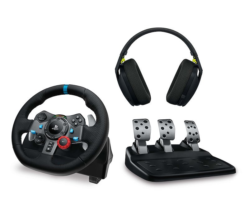 Logitech Volante da corsa con cuffie e pedaliera G29+G435 per PS4/PS5 Black