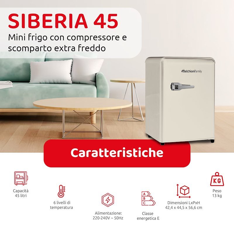 Melchioni Frigorifero SottoTavolo Siberia 45L Panna