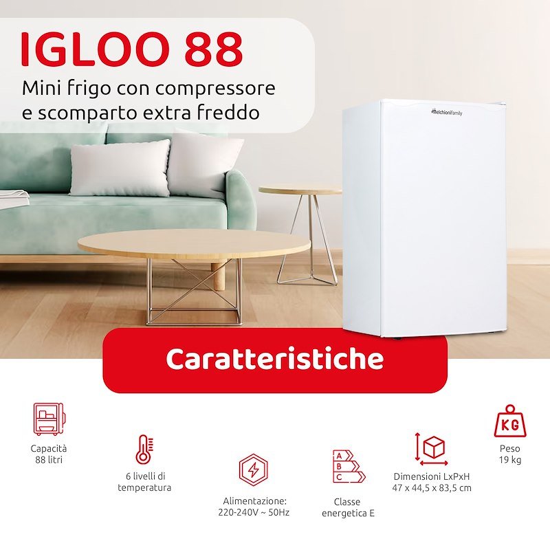 Melchioni Frigorifero sottotavolo Igloo 88 Bianco / metallo