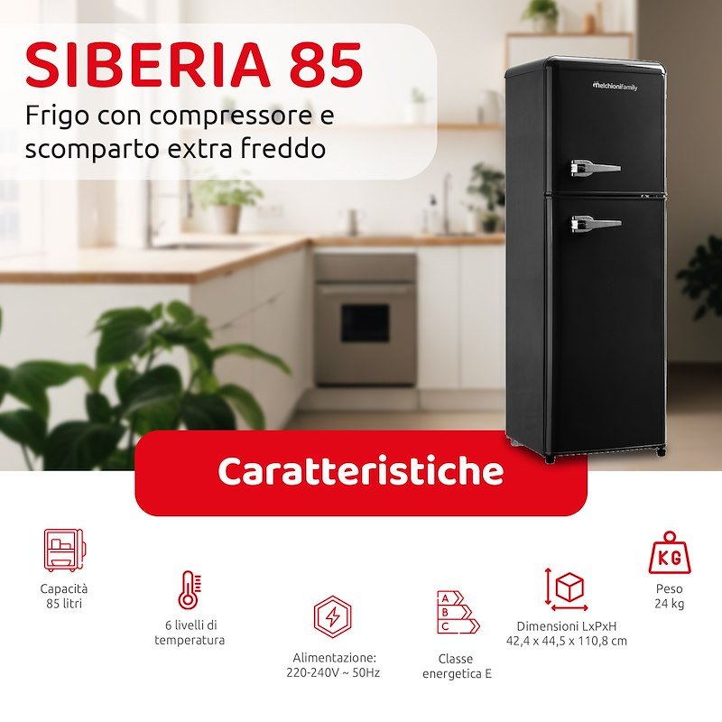 Melchioni Frigorifero Combinato Siberia 85L Nero