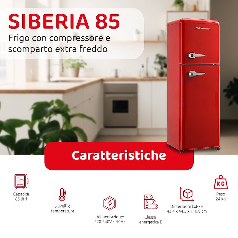 Melchioni Frigorifero Combinato Siberia 85L  Rosso