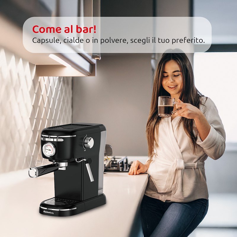 Melchioni Macchina caffè Espresso 3 in 1 Aromatica Plus Nero