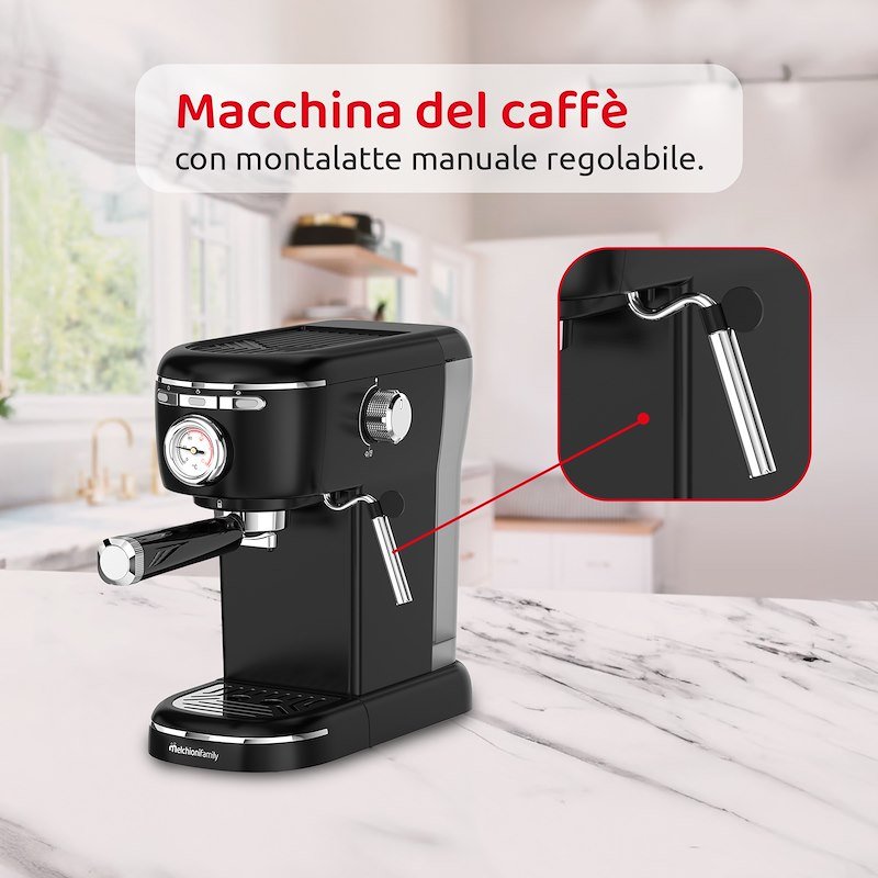 Melchioni Macchina caffè Espresso 3 in 1 Aromatica Plus Nero
