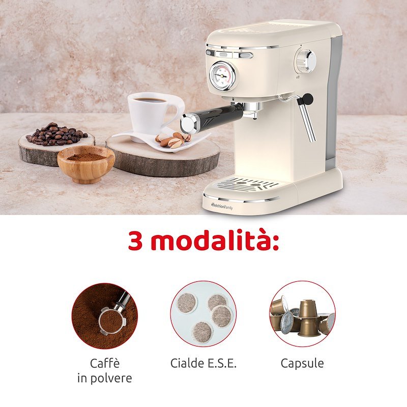 Melchioni Macchina caffè Espresso 3 in 1 Aromatica Plus Bianco