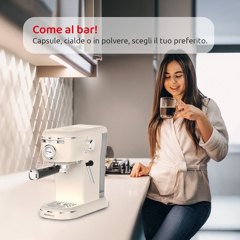 Melchioni Macchina caffè Espresso 3 in 1 Aromatica Plus Bianco