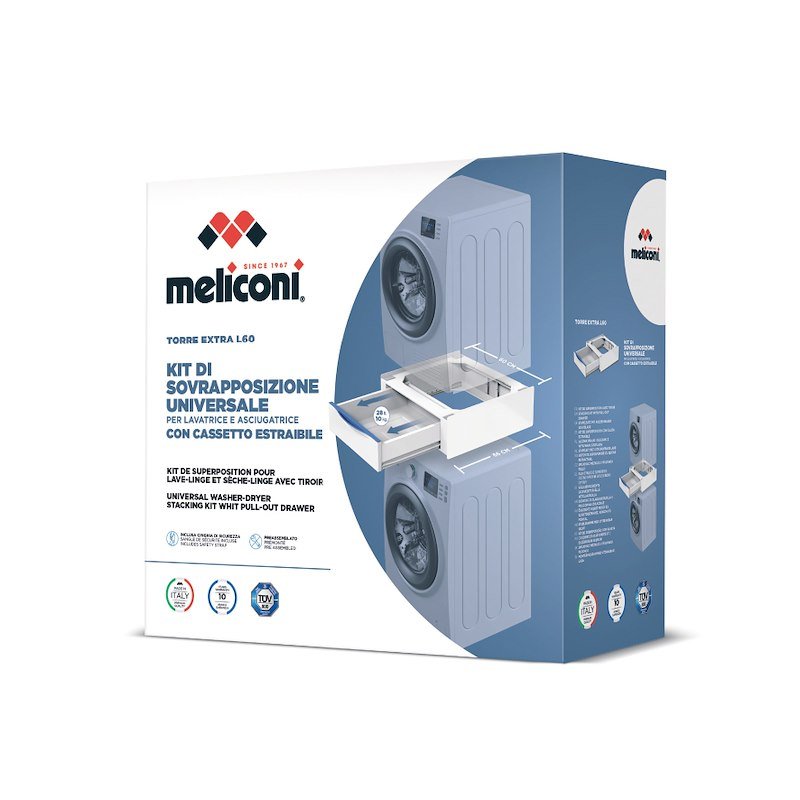 Meliconi Kit Sovrapposizione per Lavatrice e Asciugatrice con cassetto - Torre Extra L60