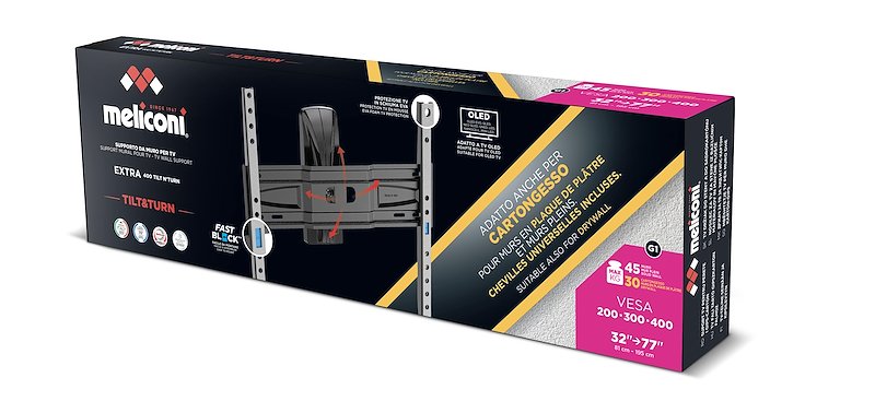 Meliconi Supporto TV 32" - 77" Extra 400 Tilt N Turn Cg Nero