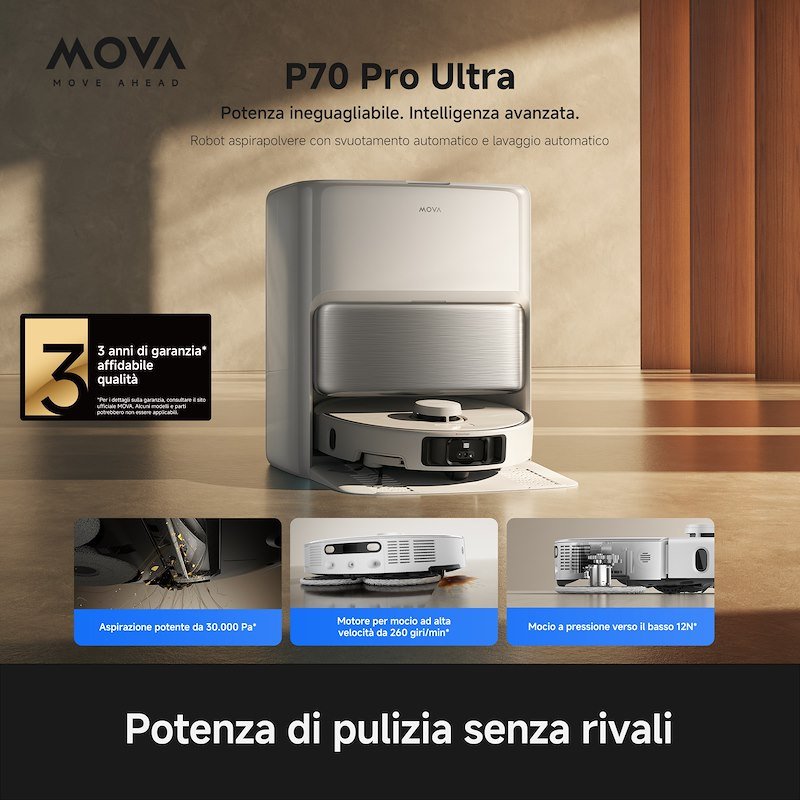 Mova Aspirapolvere Robot P70 Pro Ultra Bianco
