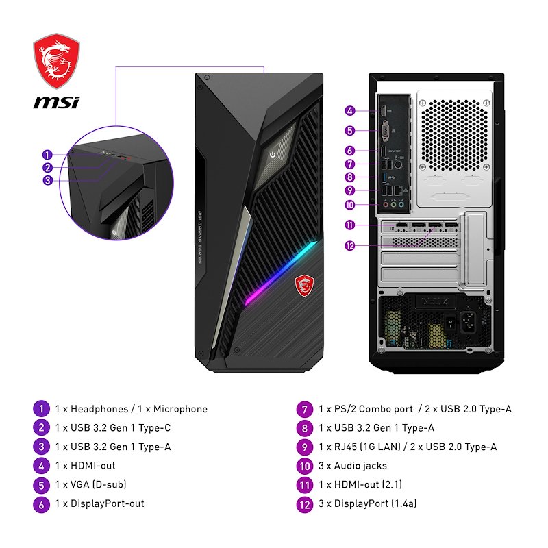 Msi Desktop Gaming MAG INFINITE S3 14NUD7-2411IT 16GB / 1TB Nero
