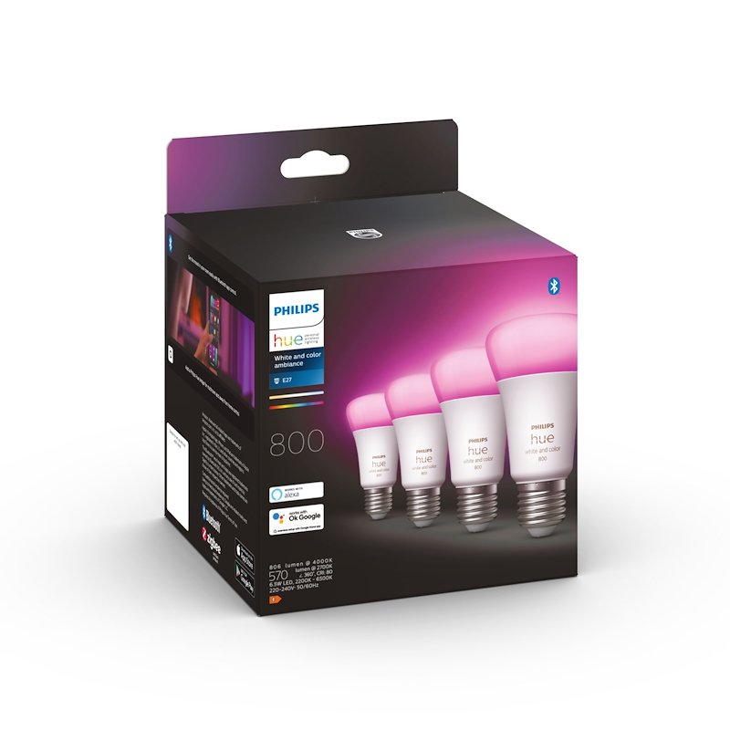 Philips Hue - Kit 4x White and Color ambiance 4 Lampadine Smart E27 60 W 32840200