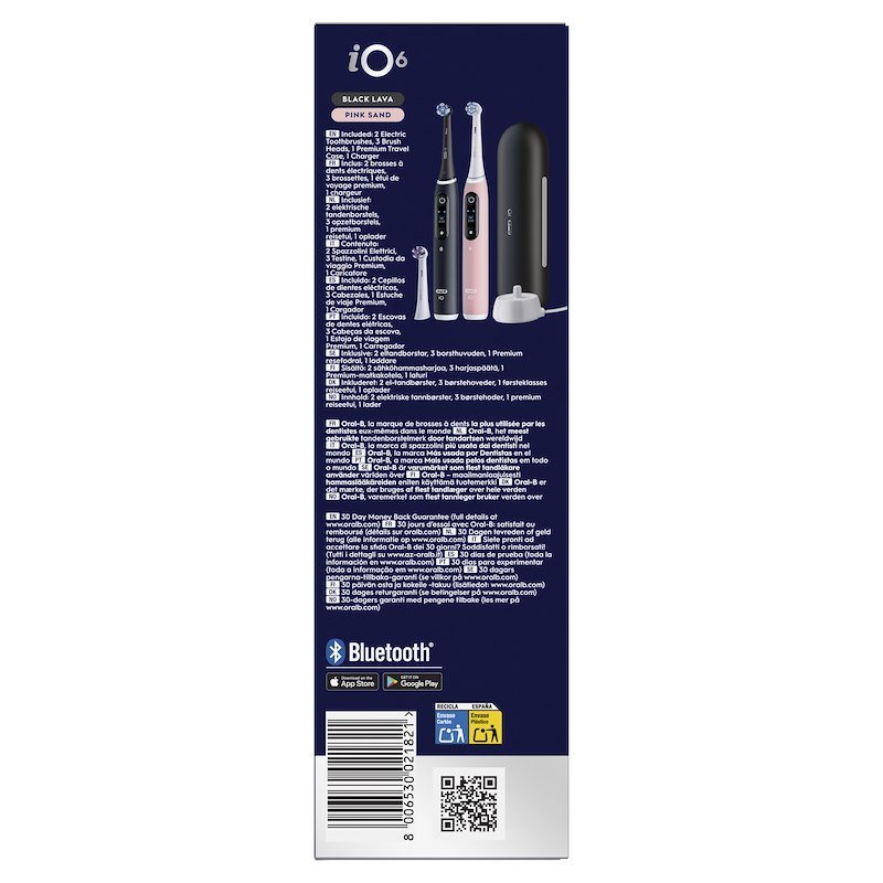 Oral B Spazzolino elettrico Io6 Duo Nero Rosa box