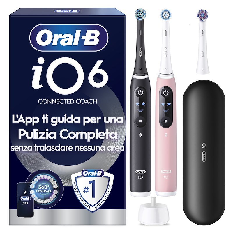 Oral B Spazzolino elettrico Io6 Duo Nero Rosa box