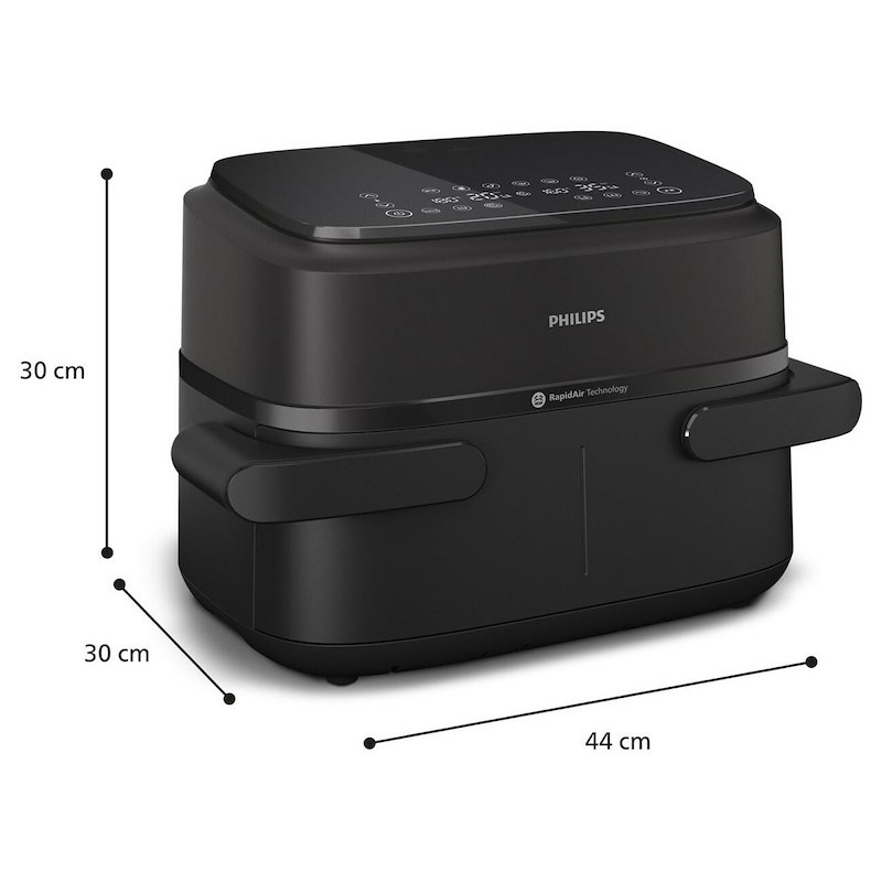 Philips Friggitrice ad aria Airfryer Serie 1000 Doppio Cestello 7.1l Na150/00 Nero