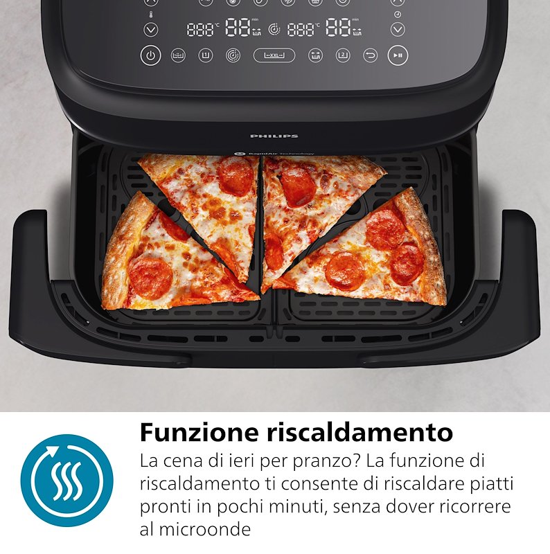 Philips Friggitrice ad aria Airfryer Serie 1000 Doppio Cestello 7.1l Na150/00 Nero