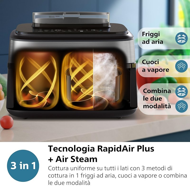 Philips Friggitrice ad Aria Serie 5000 Na555/00 Inox