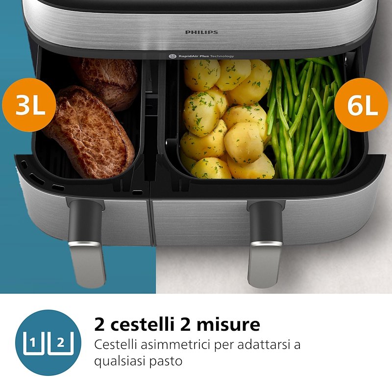 Philips Friggitrice ad Aria Serie 5000 Na555/00 Inox