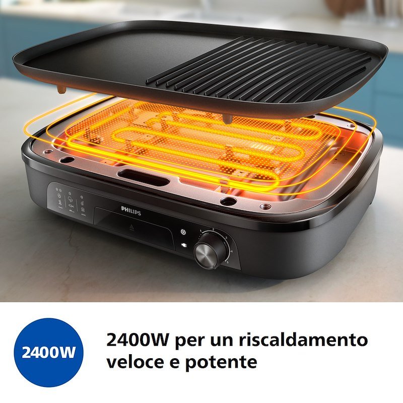 Philips Grill da tavolo Serie 3000 Hd6210/90 Nero