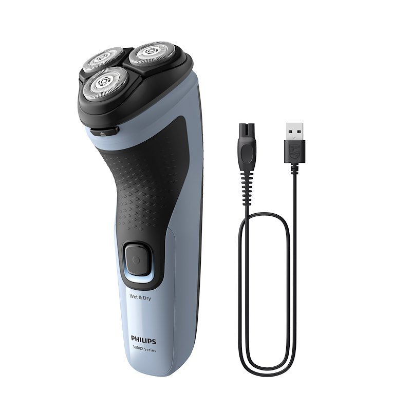 Philips Rasoio Elettrico Wet & Dry Serie 1000 X3003/00 Blu celeste