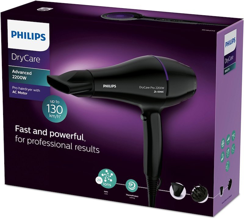 Philips Asciugacapelli DryCare ThermoProtect Bhd274/00 Nero
