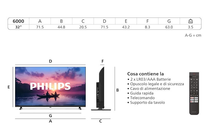 Philips TV LED  32" 32phs6000/12 Black