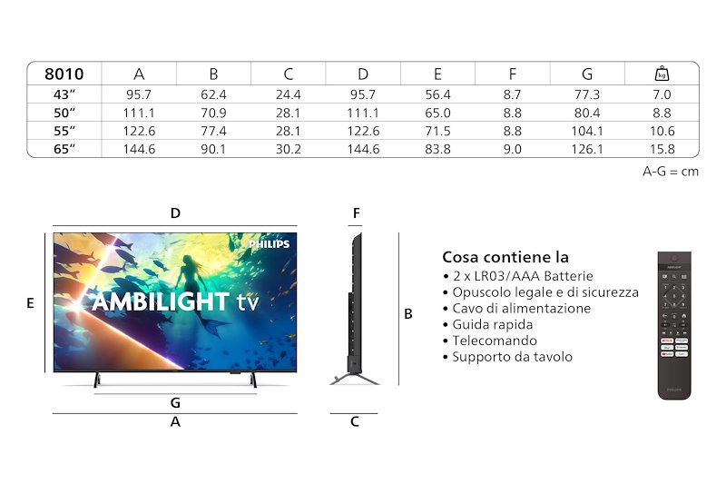 Philips TV LED 43" 43pus8010/12 Nero