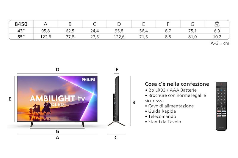 Philips TV qled 43" uhd 4k 43pus8450/12