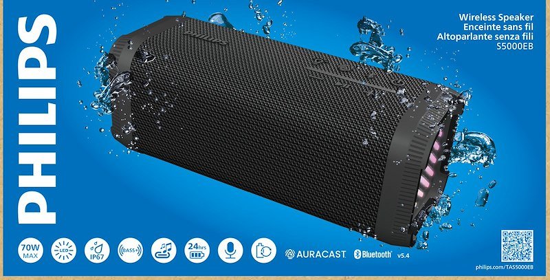 Philips Bluetooth Mini Speaker Tas5000eb/00 Black