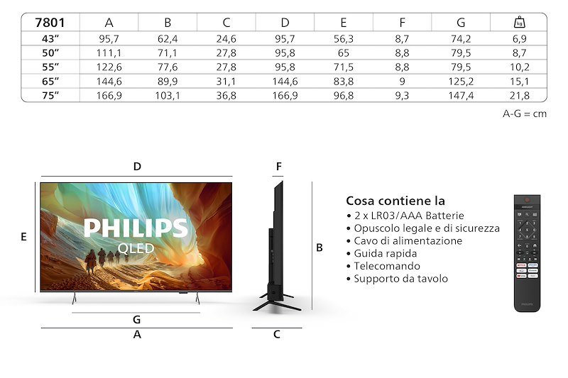 Philips TV QLED 43" 43PQS7801/12 Black