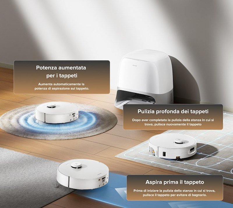 Roborock Robot Aspirapolvere lavapavimenti Qrevo Curv 2 FlowX Bianco