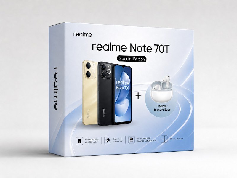 Realme Smartphone Note 70t 4/128 GB Black + TechLife Buds