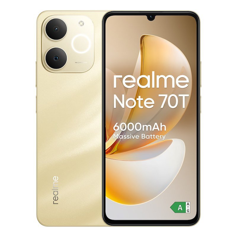 Realme Smartphone Note 70t 4/128 GB Beach Gold + TechLife Buds (White)