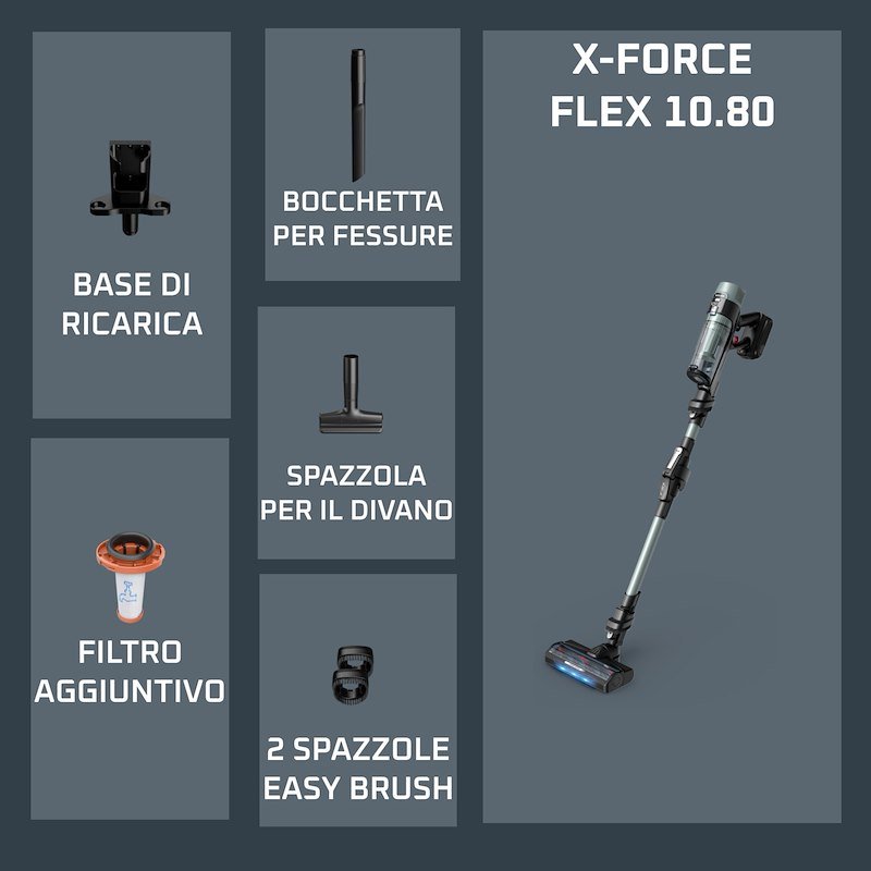 Rowenta Scopa Elettrica X-FORCE FLEX 10.80 Rh7a32 Verde Salvia