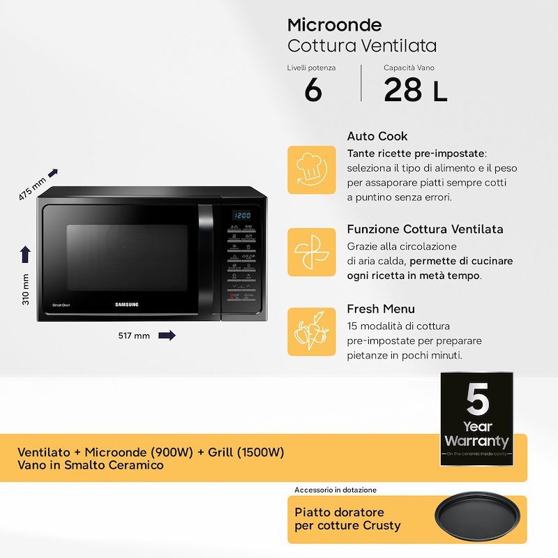 Samsung Microonde MC28H5015CK/ET Nero