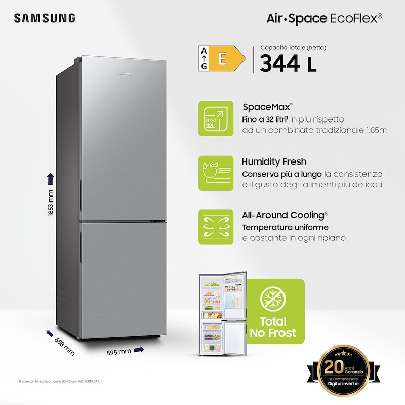 Samsung Frigorifero Combianto 344L Rb33b610esa/ef Silver Inox